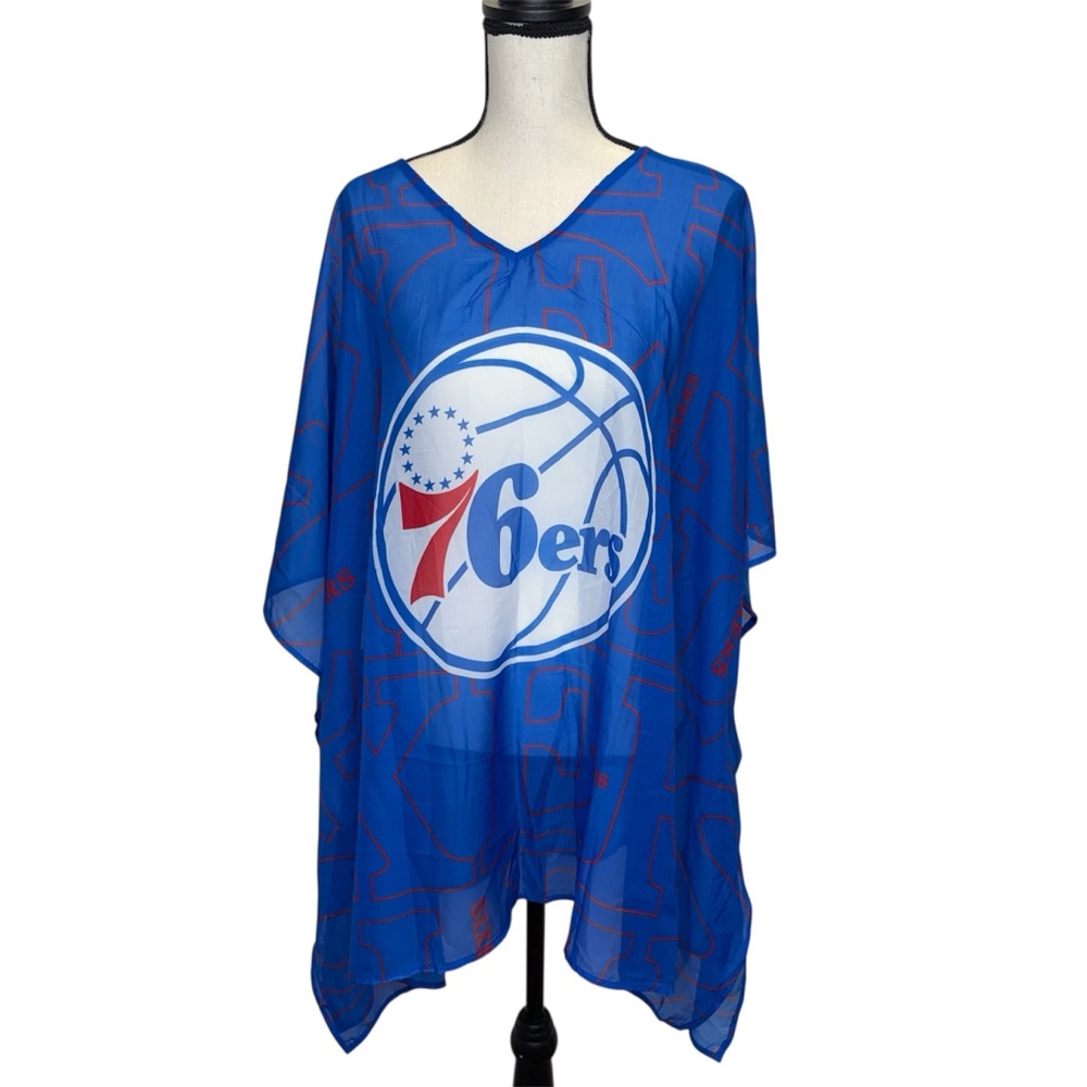 NBA Philadelphia 76ers Team Sheer Poncho Shawl Coverup One Size